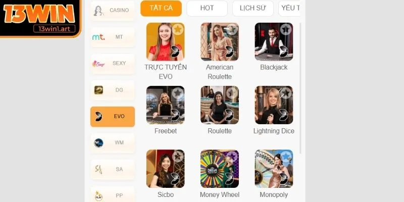 casino 13win nha phat hanh evo Nhà phát hành EVO Trực Tuyến